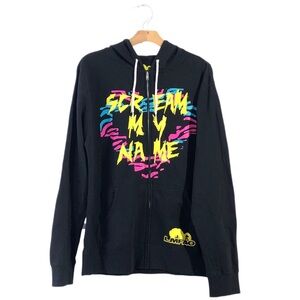 LMFAO Scream My Name Party Rock Zip Up Black Rainbow Hoodie Sweatshirt Jacket S